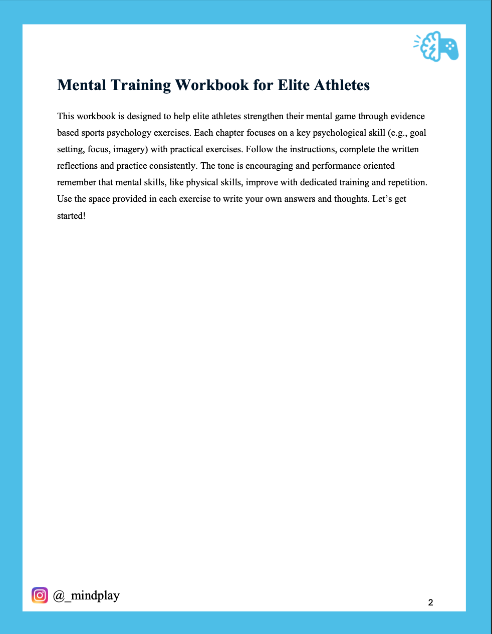 MindPlay mental training workbook